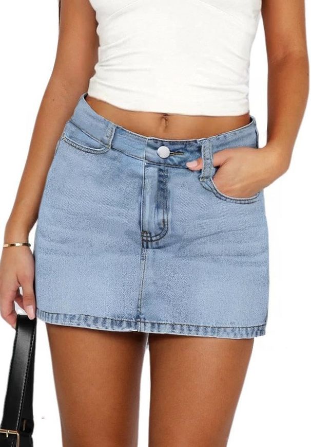 Denim Mini Skirt For Women Elegant Trendy Casual Slimming Washed Midi Skirt Cross Border Wholesale_ecoleips.com