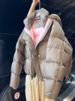 Women's Clothing Short Khaki Grey Puffer Jacket Korean Style Winter Coat Casual Hooded Outerwear For Petite_ecoleips.com