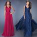 Elegant V-Neck Backless Evening Dress With Mesh Waist - Long Formal Gown For Women (Available In Ivory, Red, Navy Blue, Sizes S-Xl)_ecoleips.com