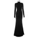 Women's High Neck Long Sleeve Skirt Floor Length Fishtail European American Style Padded Shoulders Gathered Hips_ecoleips.com