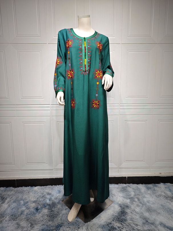 Women's Clothing Middle Robe Embroidered Embroidered Abaya Dress Long Skirt Dubai_ecoleips.com