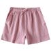 Women's Pajama Shorts 100% Cotton Double-Layer Gauze Sleep Bottoms Beach Shorts Plus Size Thin Lounge Loose Casual Home Pants_ecoleips.com