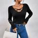 Voya Women's 2026 European And American Style V-neck Slim Fit And Slimming Long Sleeves, Inner T-shirt Base, Outer Top_ecoleips.com