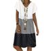 Elegant Womens Short Sleeve V Neck Printed Midi Length A Line Casual Party Dress Summer Daily Wear Fashion Dress_ecoleips.com