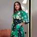 Muslim Dress Women's Clothing Elegant Printed Long Robe Dress – 5/4 Sleeve Modest Dress For Women, Flowy Polyester, Spring & Summer Fashion"_ecoleips.com