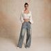 Women's Clothing Retro Distressed Denim Wide Leg Trousers Mid-Rise Light Blue Vintage Flare Jeans – Relaxed Wide-Leg Distressed Denim Pants For Women_ecoleips.com