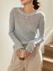 K Soft Nuo Sweater Hollow Knitted Sweater Premium Loose Top Round Neck Hoodie Fashion Single Item Sunscreen_ecoleips.com