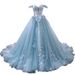 Women's Clothing Travel Photography Colored Yarn Spring New Bride Solo Puffy Skirt One Shoulder Trailing Wedding Dinner Princess Dress_ecoleips.com