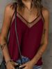 2025 Cross-Border European And American Fashion Lace Vest Solid Color Elegant Commuting V-Neck Camisole Women's Clothing_ecoleips.com