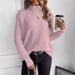 Women's Clothing Solid Color Pullover Raglan Solid Color High Neck Long Sleeve Pullover Sweater - Oversized Acrylic Knit Casual Top For Fall & Winter_ecoleips.com