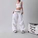 Spicy Girl Layered Tie Red Paratrooper Women Summer New Street Dance Loose Hip-Hop Wide-Leg Casual Long Pants_ecoleips.com
