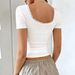 2026 Summer New Top Women's Casual Versatile Sexy Slim Lace U-neck T-shirt_ecoleips.com