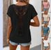 Women's Clothing Lace Stitching Short Sleeved T Shirt_ecoleips.com