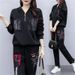 Women's Clothing Plus Size Women's Loose Hooded Printed Sports Suit Set Casual Two Piece Set Style Spring Autumn_ecoleips.com