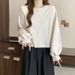 European American Style Simple Solid Color Round Neck Long Sleeve Sweatshirt For Women, Thin, Spring And Autumn Wear,_ecoleips.com