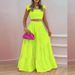 Women's Solid Color Mid-Waist Two Piece Set Sexy Strap Trendy Dress Spring/Summer Casual Ankle-Length Straight Skirt_ecoleips.com