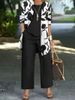 Women's Clothing Floral Print Three-Piece Set – Long-Sleeve Shirt, Vest & Pants (Navy, Black, Burgundy, Orange, Dark Green, Graphite, Olive)_ecoleips.com