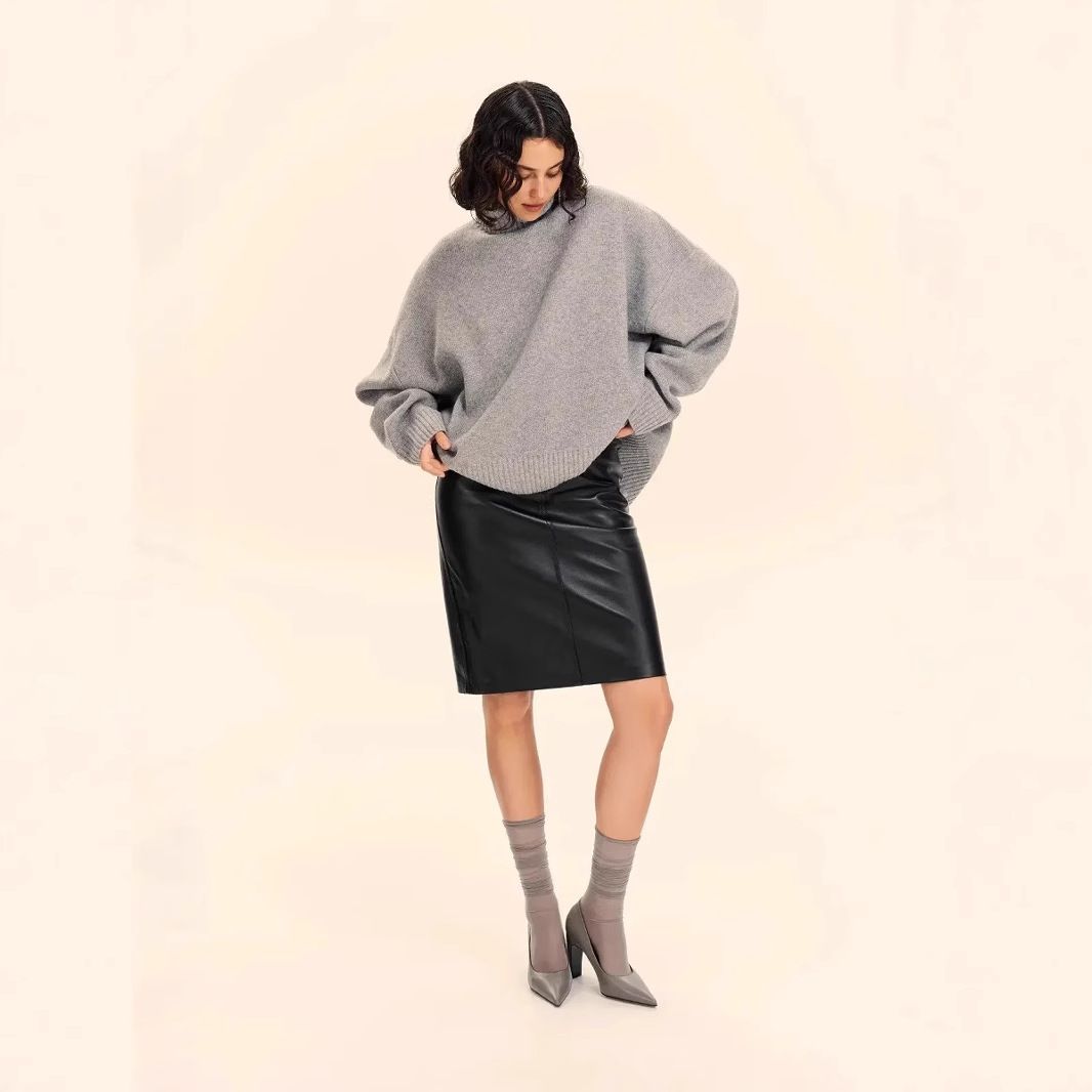Women's Knit Sweater Oversized High Neck Pullover Casual Long Sleeve Top - Soft Viscose Blend Yarn, Loose Fit, Fall Winter Fashion_ecoleips.com