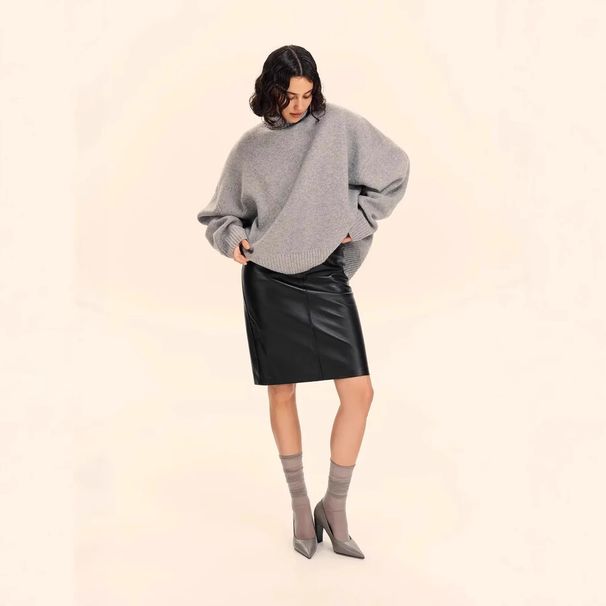 Women's Knit Sweater Oversized High Neck Pullover Casual Long Sleeve Top - Soft Viscose Blend Yarn, Loose Fit, Fall Winter Fashion_ecoleips.com