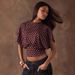 European And American Retro Polka Dot Batwing Sleeve Waist Cinching Short Top Women's French Style Slimming Crop Top_ecoleips.com
