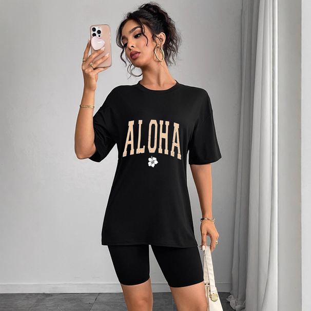 Women's Casual Round Neck Short Sleeve T-Shirt Multi-Color American Style Simple Fashionable Sports Top Solid Printed Loose Fit_ecoleips.com