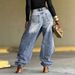 Women's Clothing Women's Denim Jeans Cross-Over Design Deconstructed Layered Washed For Formal & Casual For Women_ecoleips.com