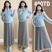 Autumn New Korean Fashion Halter Knitted 2-Piece Maternity Dress_ecoleips.com