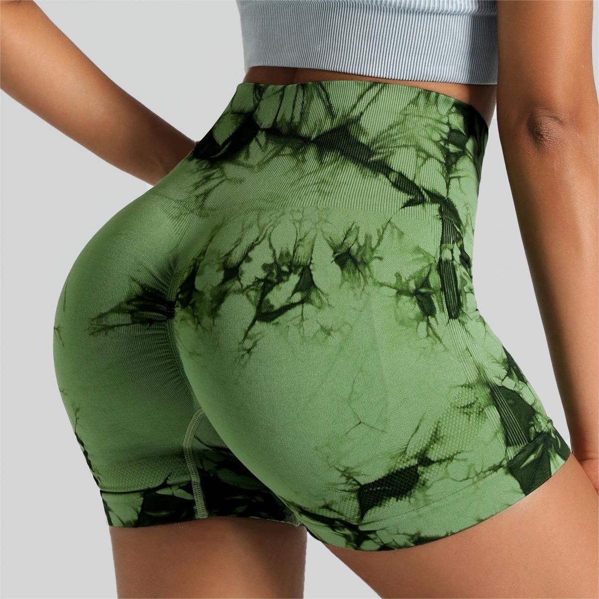Women's Clothing Outdoor Fitness Sports Shorts Women's Peach Hip Three Quarter Pants Tie Dyed Yoga Pants High Elastic Tight Quick Drying Yoga Shorts_ecoleips.com