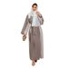 Muslim Cuff Tassel Abaya Long Dress Fashion Elegant Linen Color Block Cover-up Robe_ecoleips.com