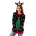 LED Light Up Christmas Sweater Women's Knit Pullover With Santa & Tree Jacquard Design Holiday Party Wear_ecoleips.com