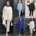 Women’s Clothing Muslim women's bat sleeve loose comfortable casual shirt suit solid color two piece suit_ecoleips.com