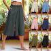 Women's Summer Casual Loose Wide Leg Pants Pleated Elastic Waist Capri with Pockets European American Style Fashion_ecoleips.com