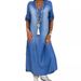 European And American Cross-border Plus-size Loose-fitting Women's Clothing, Washed Denim Dress_ecoleips.com