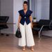 Women's African Print Pant Set V-Neck Short Sleeve Top With Pleated Trousers American Style Plus Size Summer Temperament_ecoleips.com