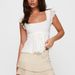 European And American Bubble Crepe Ruffle Trim Tie-Up Crop Top Spring Summer Slim Fit Short Sleeve_ecoleips.com