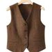 Autumn Winter British Retro Style Equestrian Vest For Women, New Versatile And Stylish Outerwear In Coffee Color,_ecoleips.com
