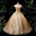 Women's Clothing evening dress female solo performance costumes puffy skirt long annual meeting host golden dress_ecoleips.com