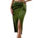 Voya European And American Women's Popular Sexy Split Hip Skirt With Fashionable Commuting Velvet Sexy Half Skirt Temperament_ecoleips.com