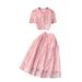 Women's Clothing Celebrity Style Suit For Women Lace Hook Flower Puff Sleeve Shirt Two Piece High Waist Slim Skirt_ecoleips.com