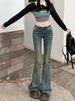 K Spicy American Style Vintage Denim Micro Flared Pants For Women, New Low Rise Slim Fit And Stretchy Flared Pants_ecoleips.com