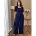 Large Size Women's Clothing Solid Color Square Neck Waist Top Straight Trousers Set Bubble Sleeve Top Drape Wide Leg Pants_ecoleips.com