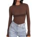 Women's Lightweight Crew Neck Undershirt Basic Slim Fit Warm Sweatshirt for Layering under T-Shirts_ecoleips.com