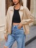 K Casual Long Sleeved Solid Color PU Motorcycle Leather Jacket, Lapel Jacket, Outerwear, Women's Top_ecoleips.com