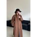 Women's Oversized Trench Coat – High-Collar, Minimalist Longline Jacket In Premium Gray, 3D Textured Polyester, Relaxed_ecoleips.com