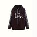 Women's Clothing American Love Print Casual Vacation Two Piece Set Fashion Hooded Long Sleeved Pants Women 0051_ecoleips.com