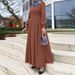 Women's Clothing Middle East Leisure Loose Solid Color Belt Zipper Muslim Long Dress Long Skirt_ecoleips.com