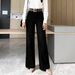 Black Wide Leg Straight Leg Jeans for Women Loose Fit Slimming Cotton Denim Casual Spring/Autumn Summer Independent Website_ecoleips.com