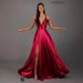 Sexy V-Neck Satin Slip Dress – Elegant Evening Gown With High Waist & Side Slit (S-XL, Polyester, Deep V-Cut, A-Line, Party & Cocktail Dress)_ecoleips.com