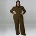Plus Size Women's Jumpsuit Solid Color Long Sleeve Fashionable With Bow Clothing_ecoleips.com