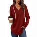 Women's Clothing Solid Color Drawstring Hooded Top Loose Fit Irregular Style Long Sleeve Polyester Hoodie For Spring And Autumn_ecoleips.com